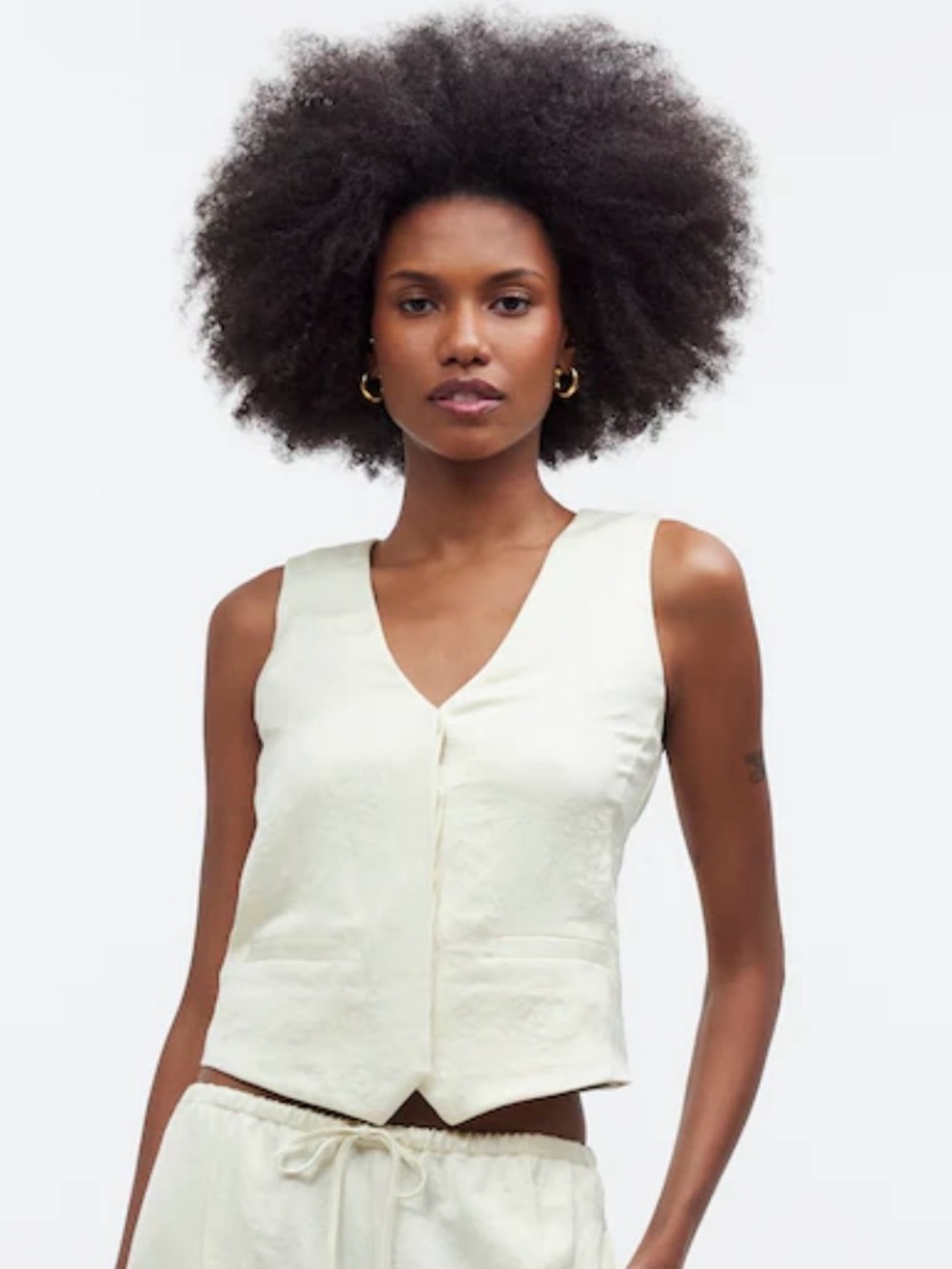 Madewell satin Button-Front Vest Top